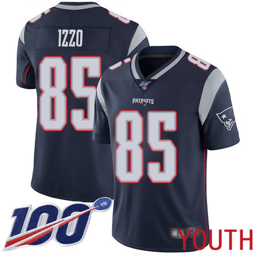 New England Patriots Football #85 Vapor Untouchable 100th Season Limited Navy Blue Youth Ryan Izzo Home NFL Jersey